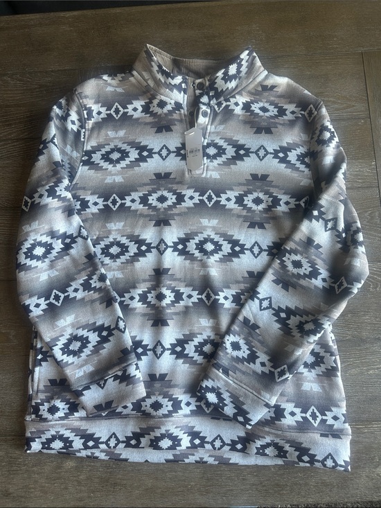 Departwest Other - Men's Geo-Pattern Half-Zip Sweater Pullover - Grey